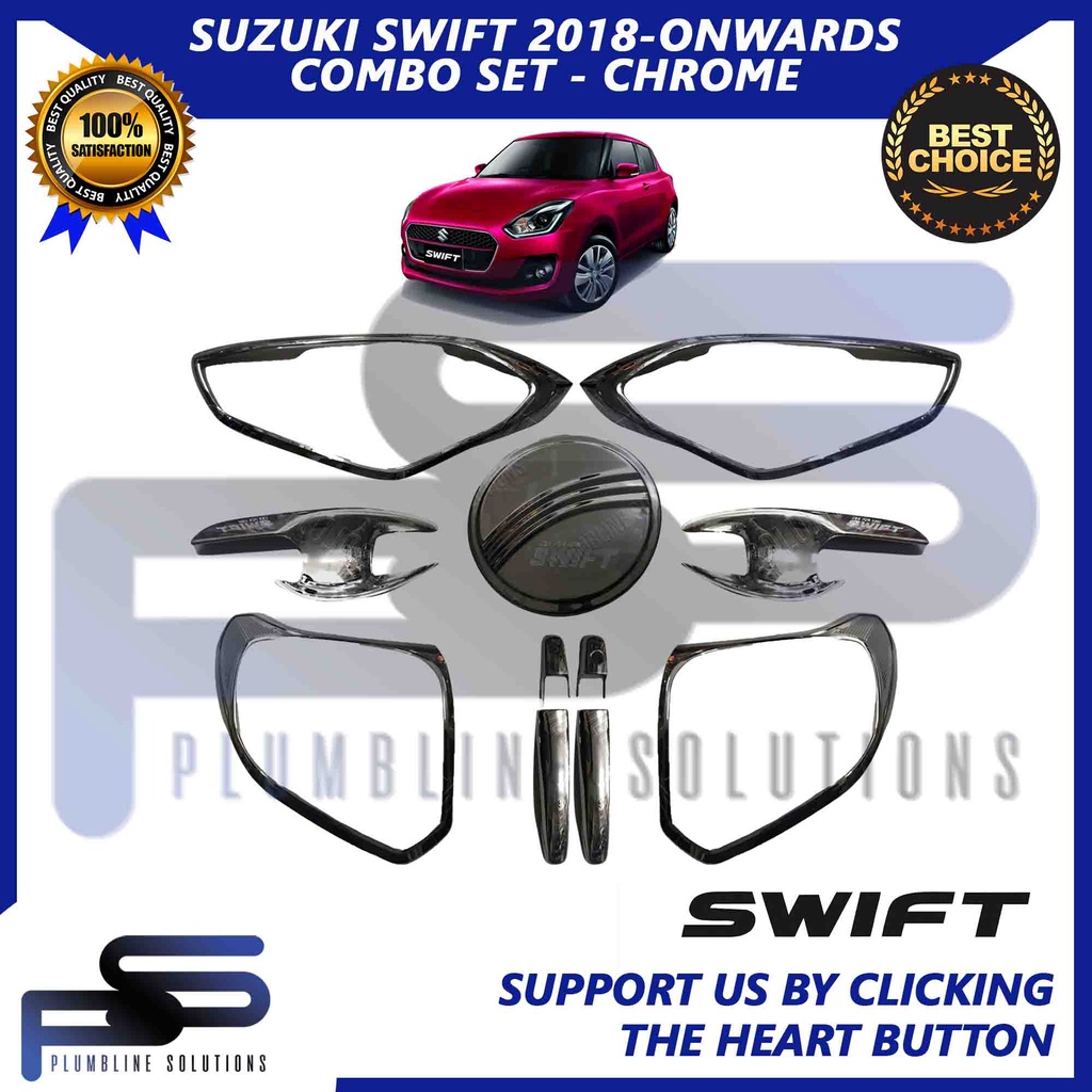 Suzuki Swift Garnish Cover Set Black / Chrome 2018 2023 / Suzuki Swift Accessories Parts Combo