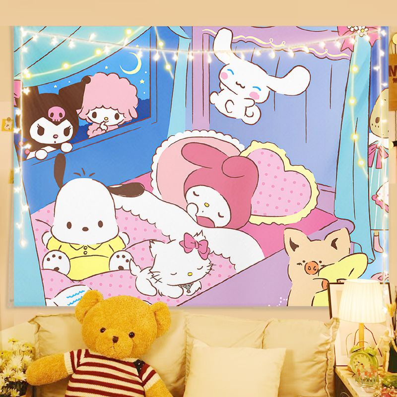 sanrio background cloth Kuromi Melody Tapestry Cartoon Cute Influencer ...