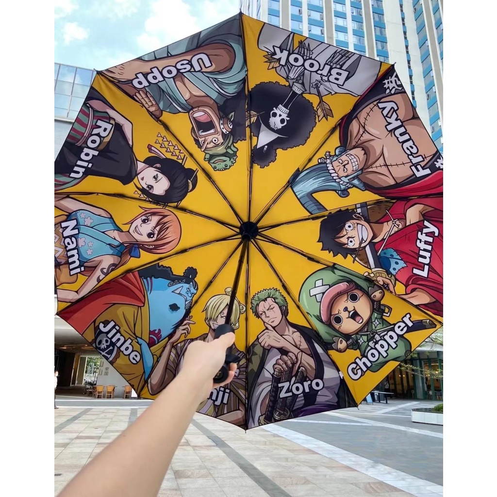 One Piece Anime Cartoon Sun Umbrella Automatic Folding UV Umbrellas ...