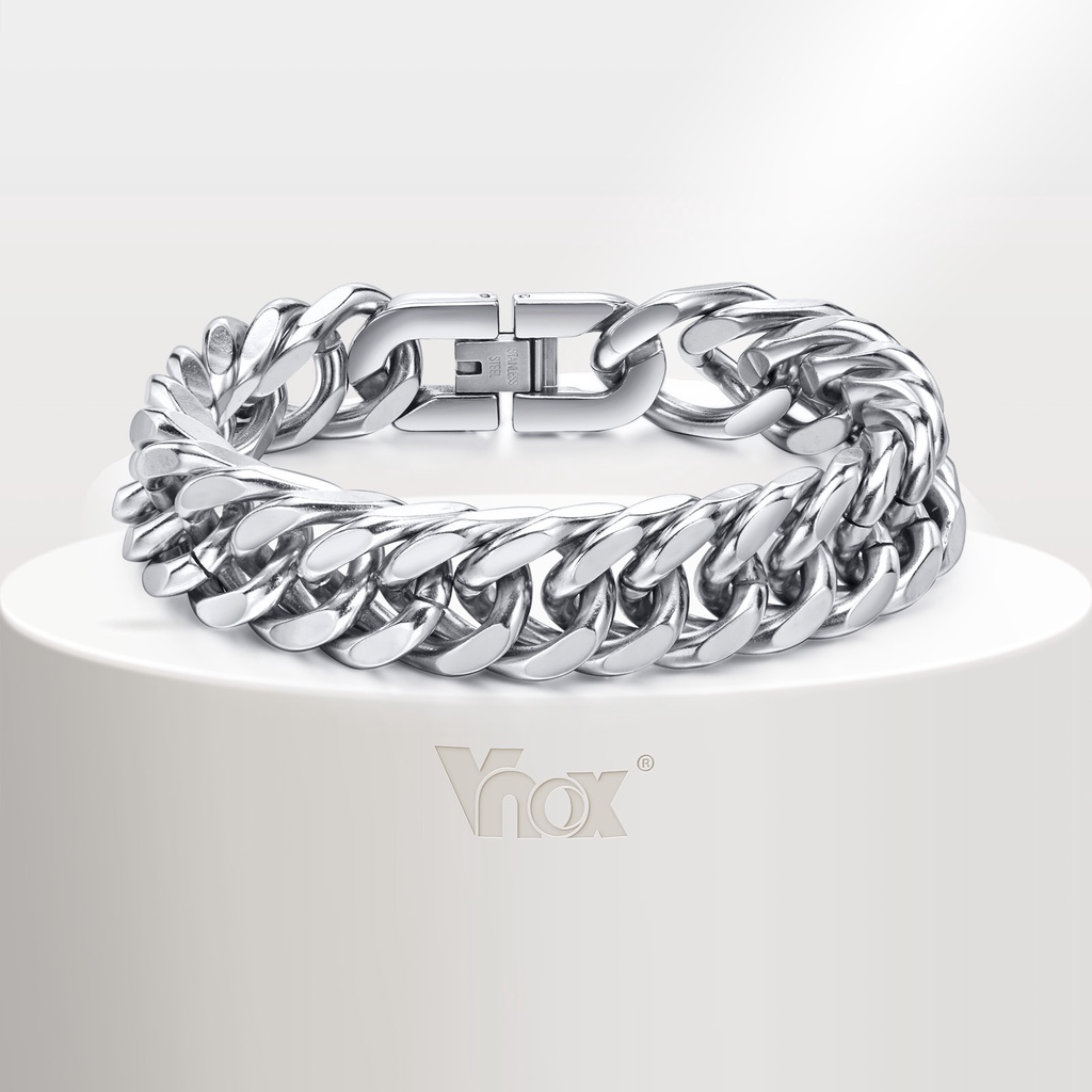 Vnox Fashion 12/15MM Width Stainless Steel Cuban Chain Bracelets for ...