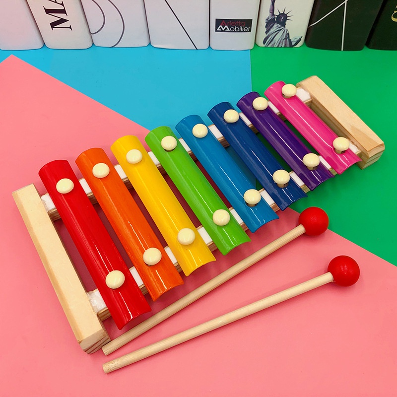 Rainbow Wooden Octave Xylophone Music Instrument Hand Knocking Piano Wooden  Musical Toys baby gift