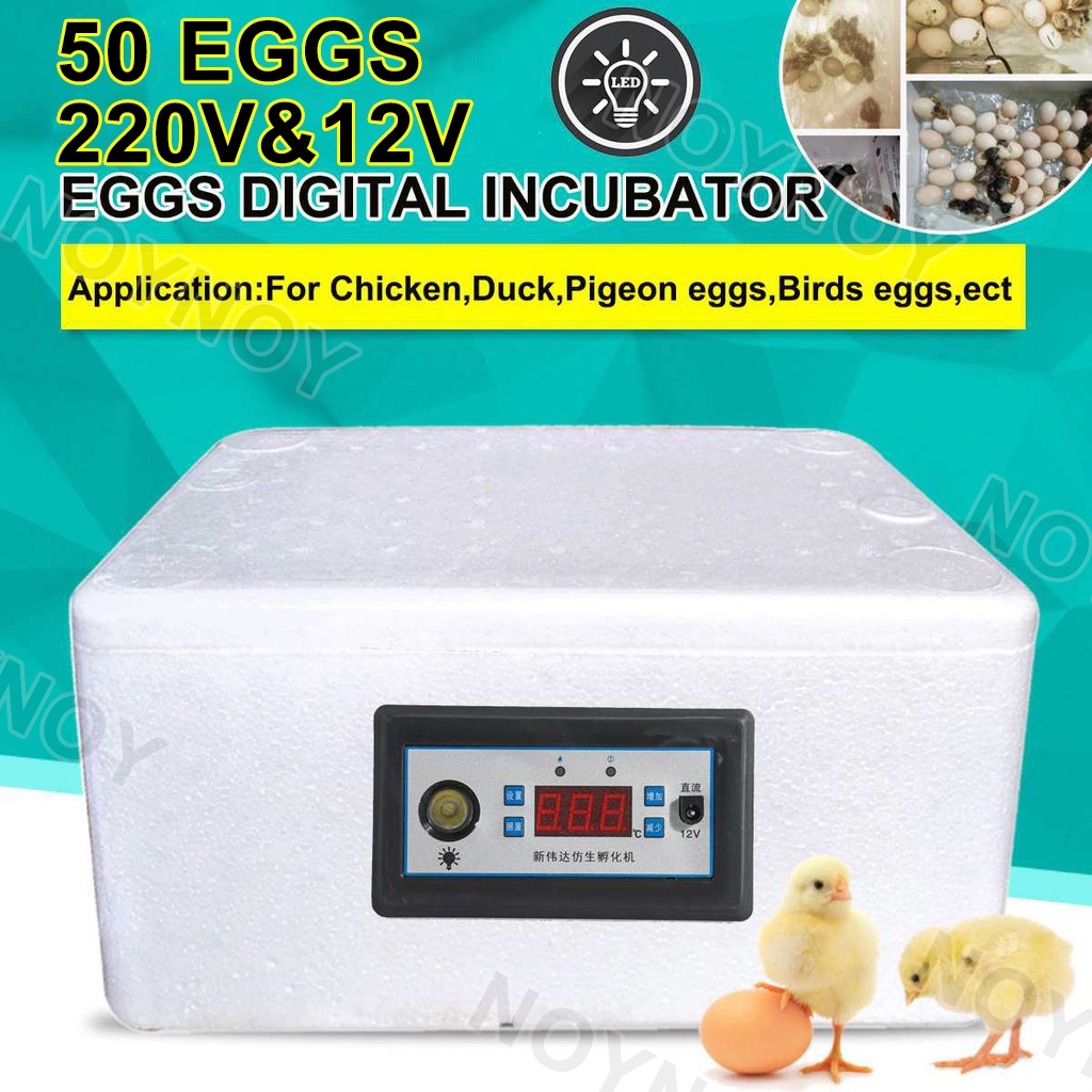 220V/12V 50 Egg Automatic Digital Incubator Chicken Poultry Hatcher ...