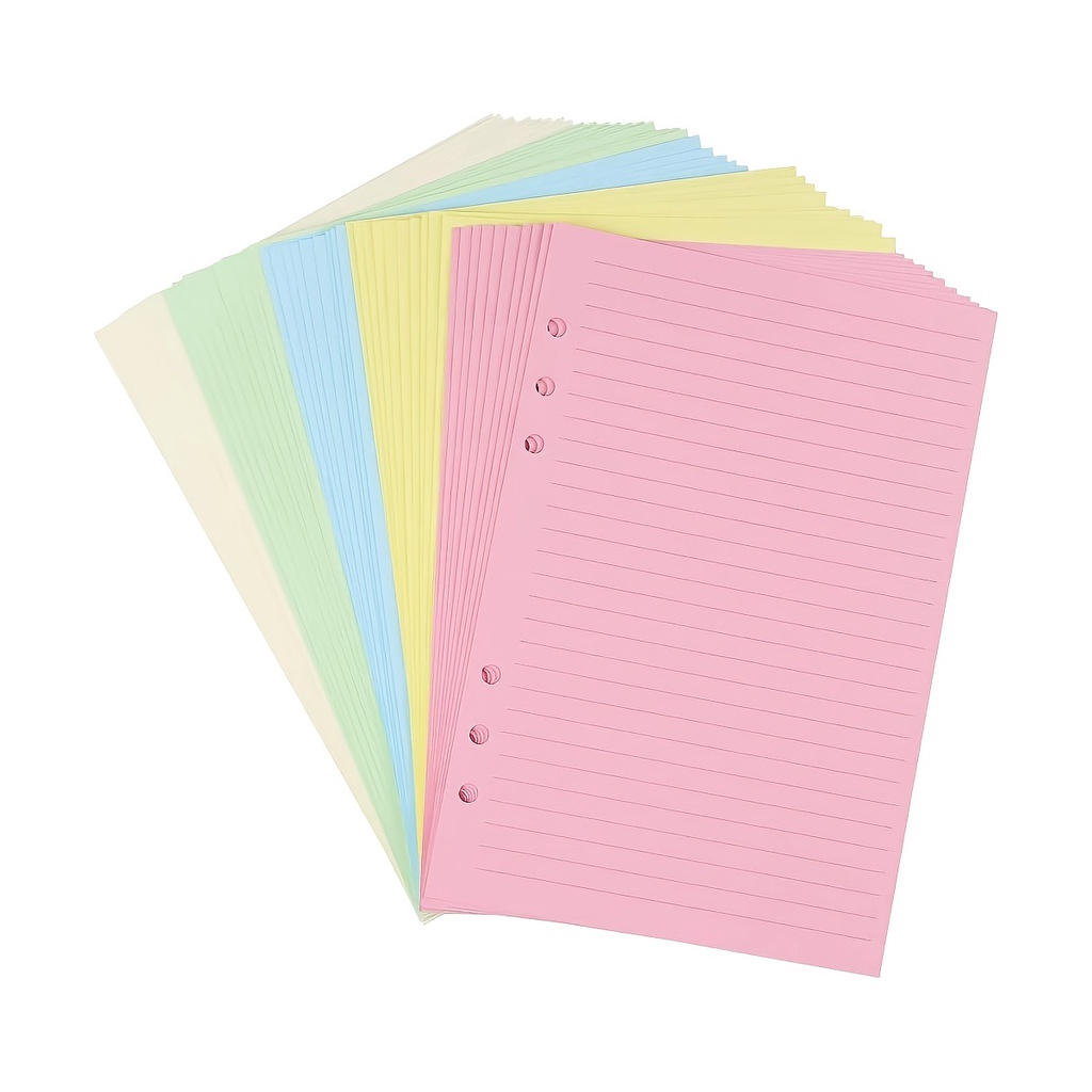 50 Sheets A5/A6 Colorful 6-Hole Punched Ruled Refills Inserts | Shopee ...