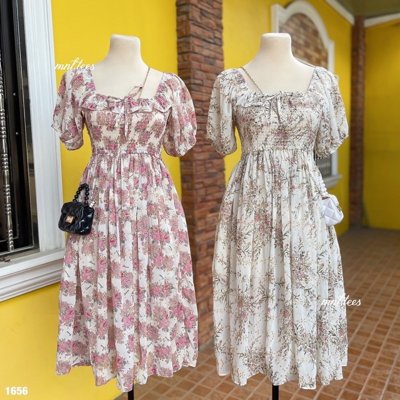 1656 BKK FLORAL SEMI EYELET DRESS (XS-L) | stylememnltees | Shopee ...