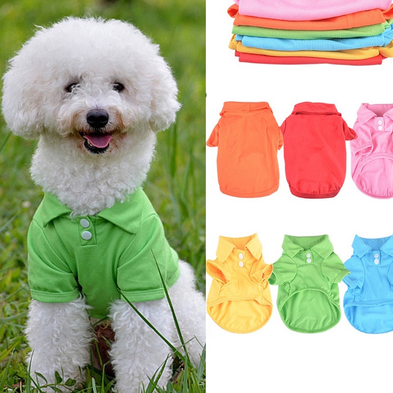 Solid Dog Polo Shirt Pet Clothes for Shih Tzu Male Female Puppy Tshirt  Poodle Teddy Chihuahua Dog Costume Summer Cat Clothing