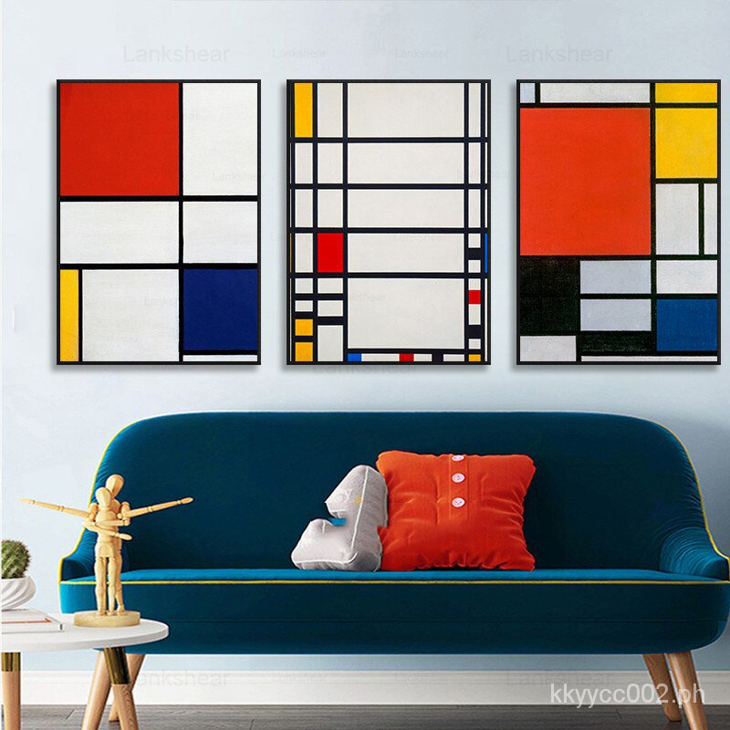 Mondrian Color Block Art Poster Interior Abstract Canvas Print Painting ...