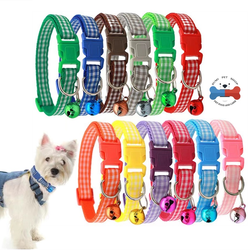 Pet collar cute grid pattern bell collar for dog and cat pet supplies