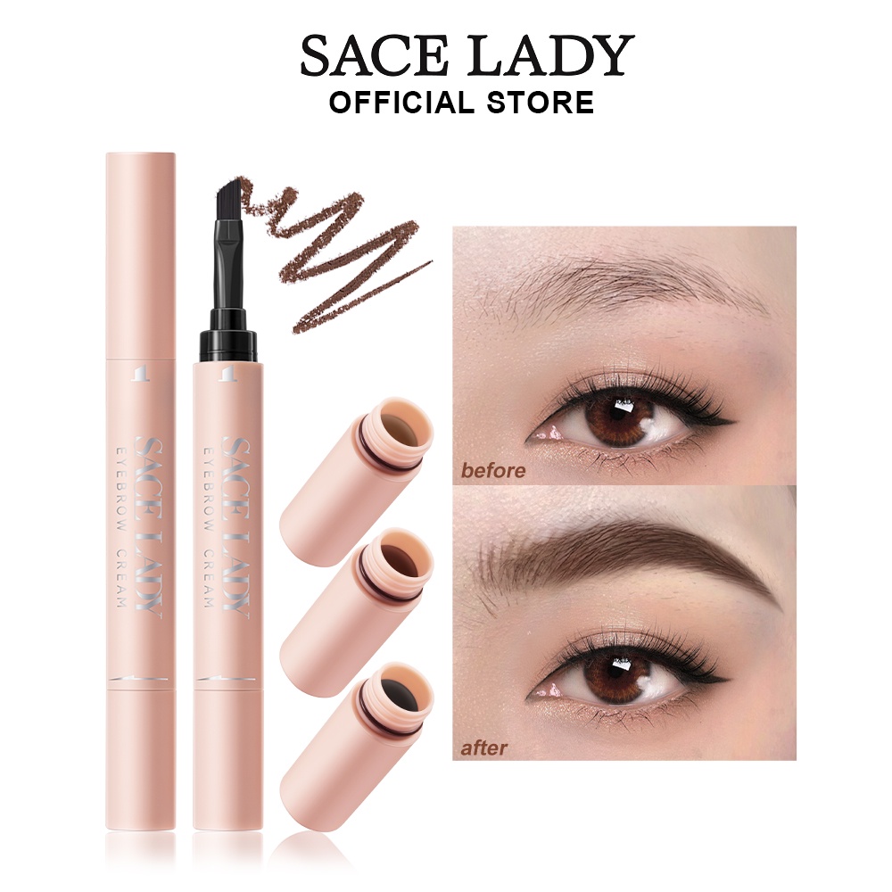 SACE LADY Eyebrow Cream Gel With Brush 2 IN 1 Pomade Brow Pencil Long