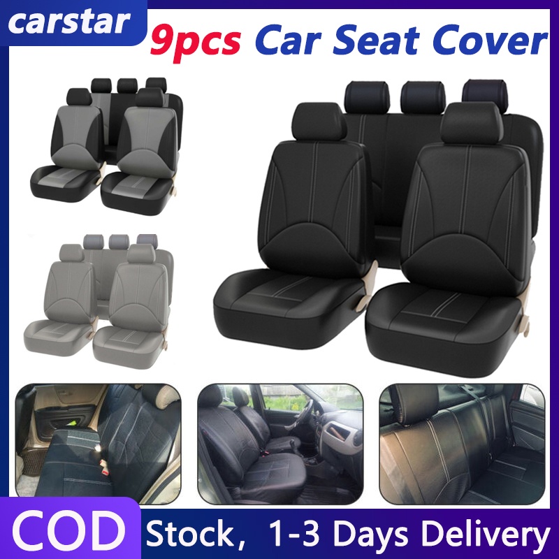 Universal 9pcs Car Seat Cover Set Protector Waterproof PU Leather Car