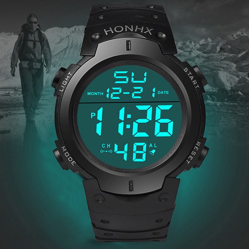 Kegllect Men's Luminous LED Silicone Digital Stopwatch Date Sports ...