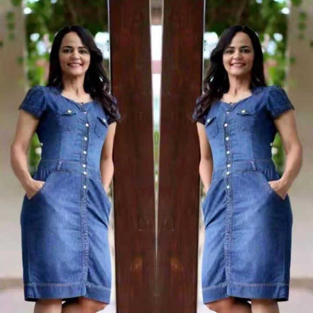 A 8566 US Fashionable Denim Dress Casual Dress Maong Dress For Women Shopee Philippines