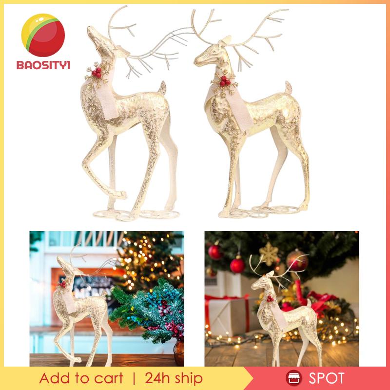 [Baosity1] Christmas Elk Statue Metal Reindeer Figurines for Xmas