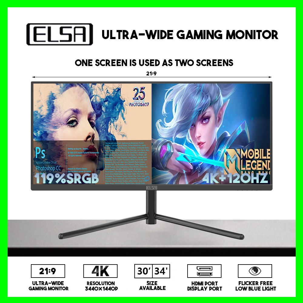 30''/34'' inch 4K 120HZ Ultrawide Frameless Gaming Monitor Office