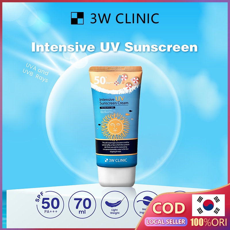 3w Clinic Sunscreen Sunblock Intensive Uv Cream Spf50 Pa Shopee