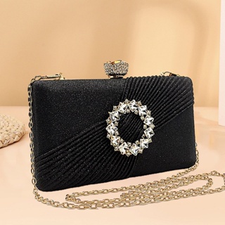 Ladies Evening Bag Pleated Envelope Chain Bag Wedding Party Bridal Purse  Lady Temperament Satin Clutch Clutch Bags Suitable for Girls Party,  Wedding