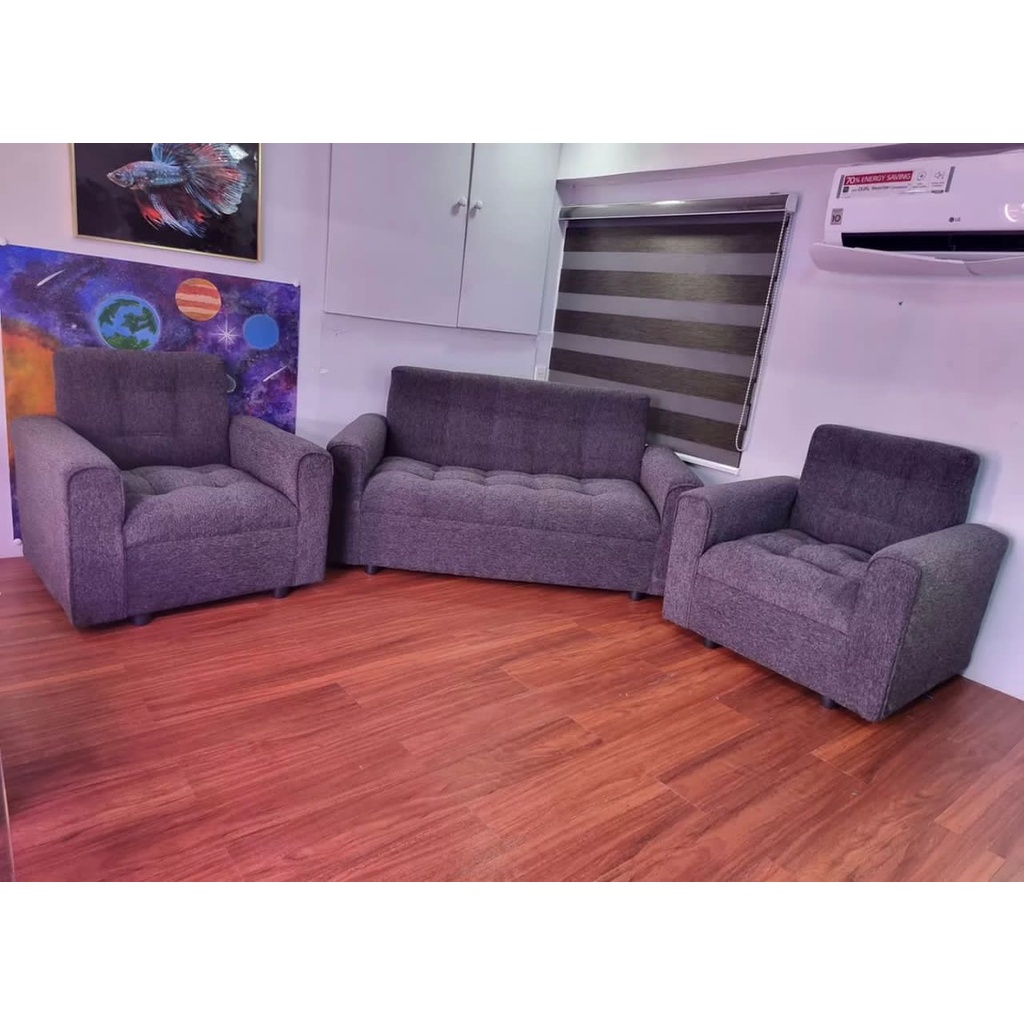 SALA SET DARK GREY FABRIC WITH CENTER TABLE URATEX FOAM Shopee Philippines