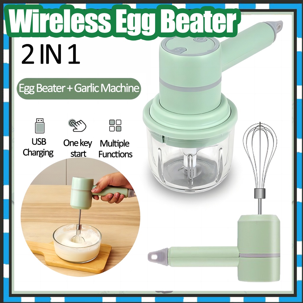 2 IN 1Electric Hand Mixer for Baking Meat Grinder Egg Beater USB