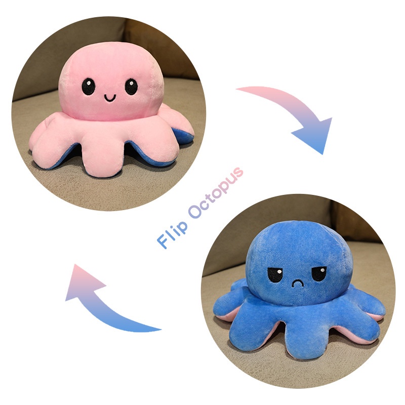 90cm 130cm Double-Sided Flip Small Octopus Doll Cute Face-Changing ...