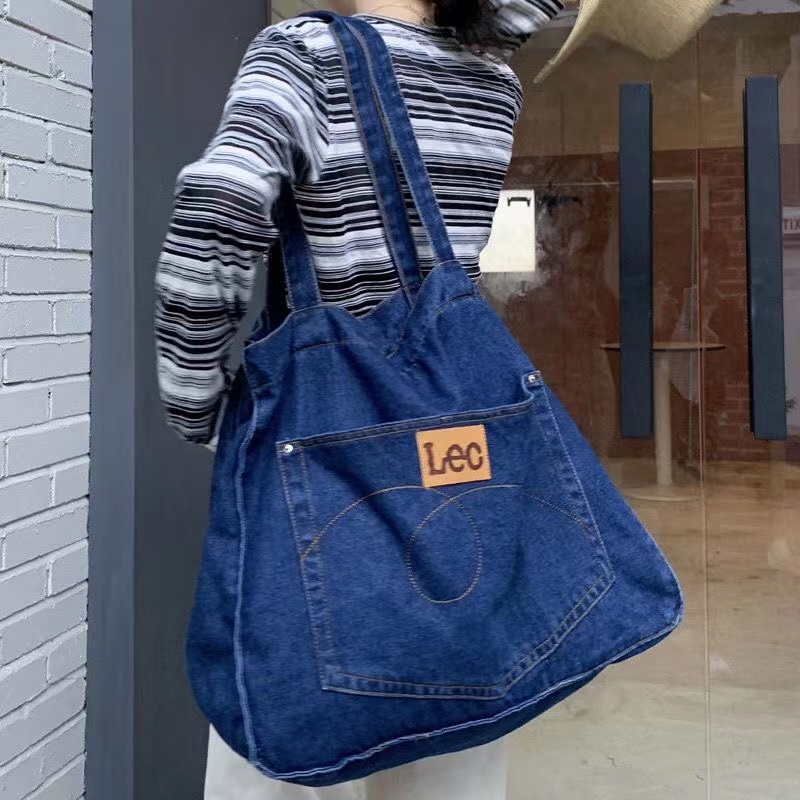 Large Tote Bag Fashion Denim Bag Student Shoulder Bag Trend Hand Bag ...