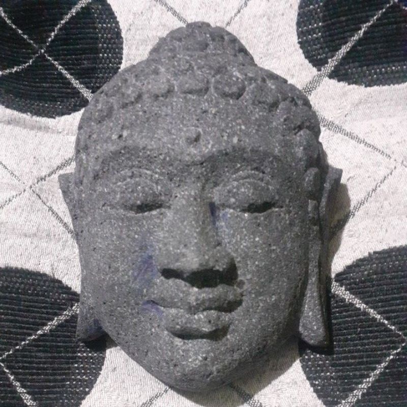 Buddha Head Wall Display 17cm Andesite Natural Stone, hobby Miniature