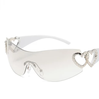Trendy 90s One-Piece Shield Sunglasses: Rimless Aesthetic Mirror  Wrap-Around Sunnies for Women