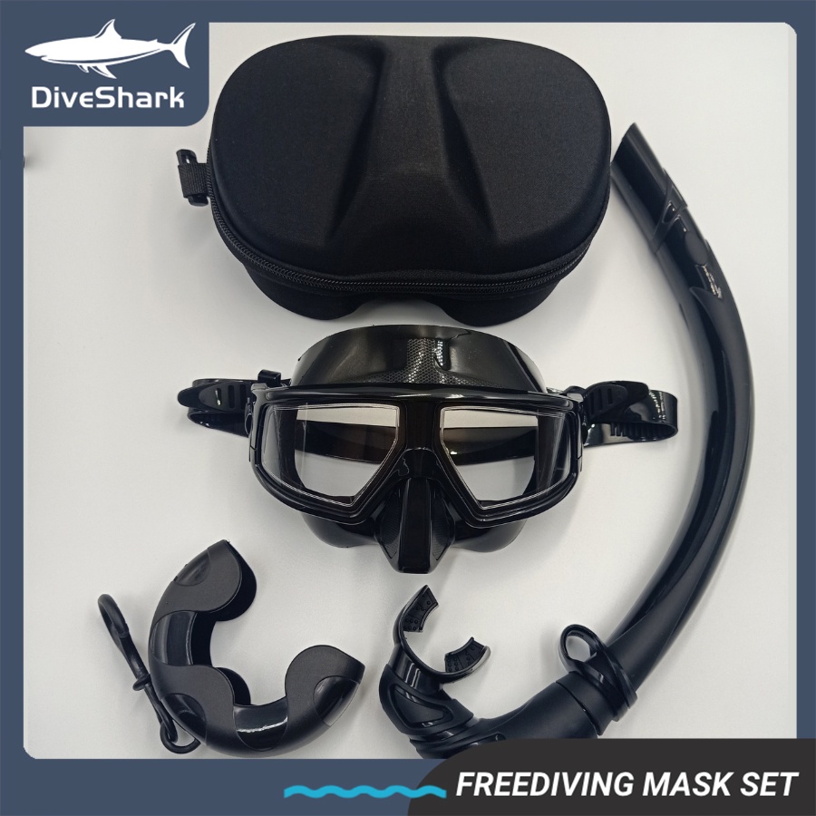 DiveShark Glass Freediving Mask Tempered glass Snorkeling Set Foldable