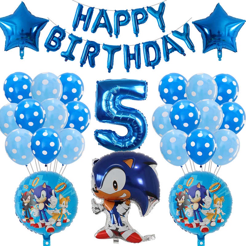 Sonic The Hedgehog Theme Party Foil Balloons Set Sonic Balloons 32inch 