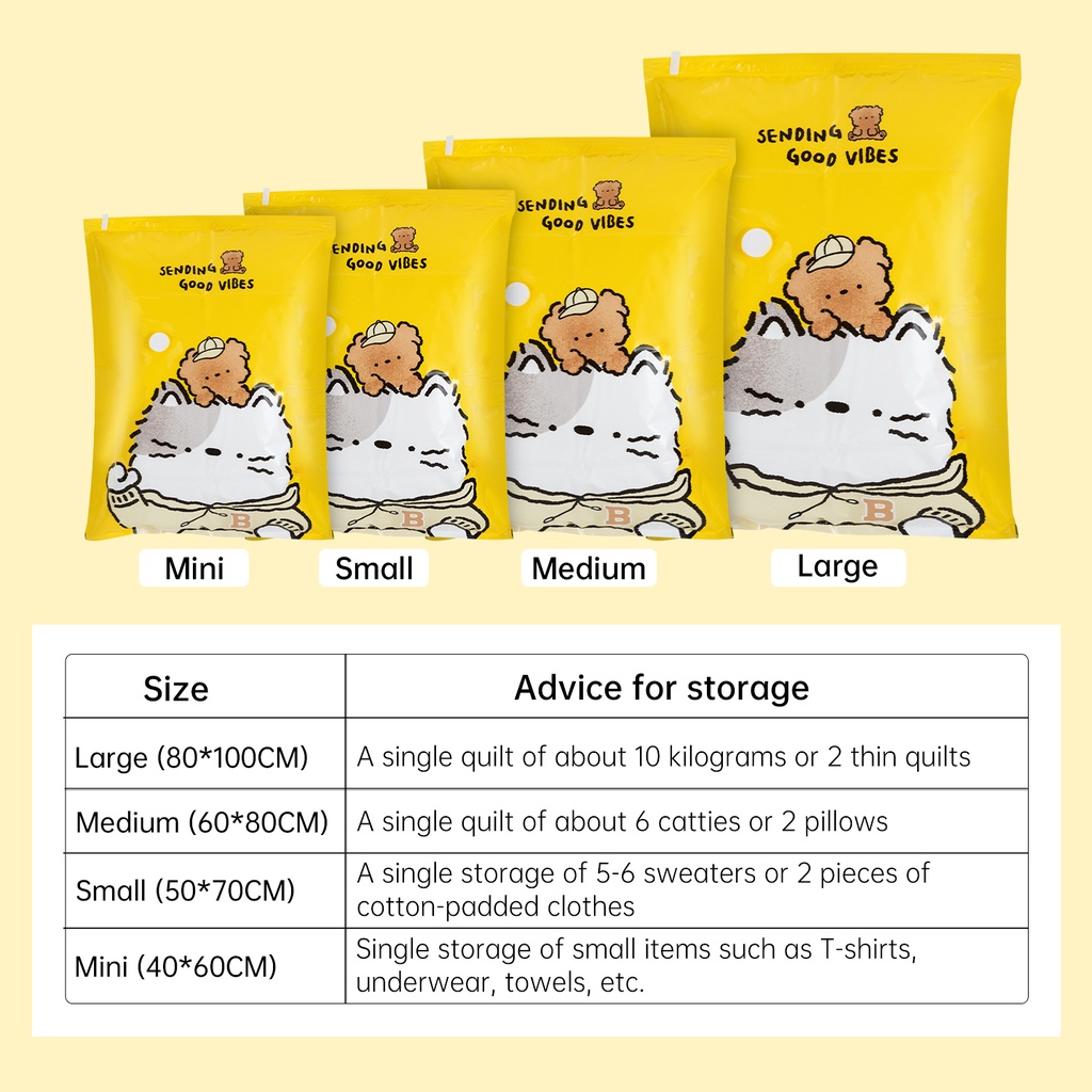 Vusign by Deli Cute Vacuum Storage Bag Vacuum Compressed Bag Reusable
