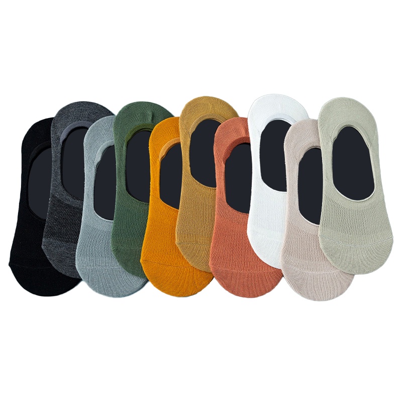 ECMLN Mens Invisible Cotton Socks Low Cut No Show Sock Solid Color Non ...