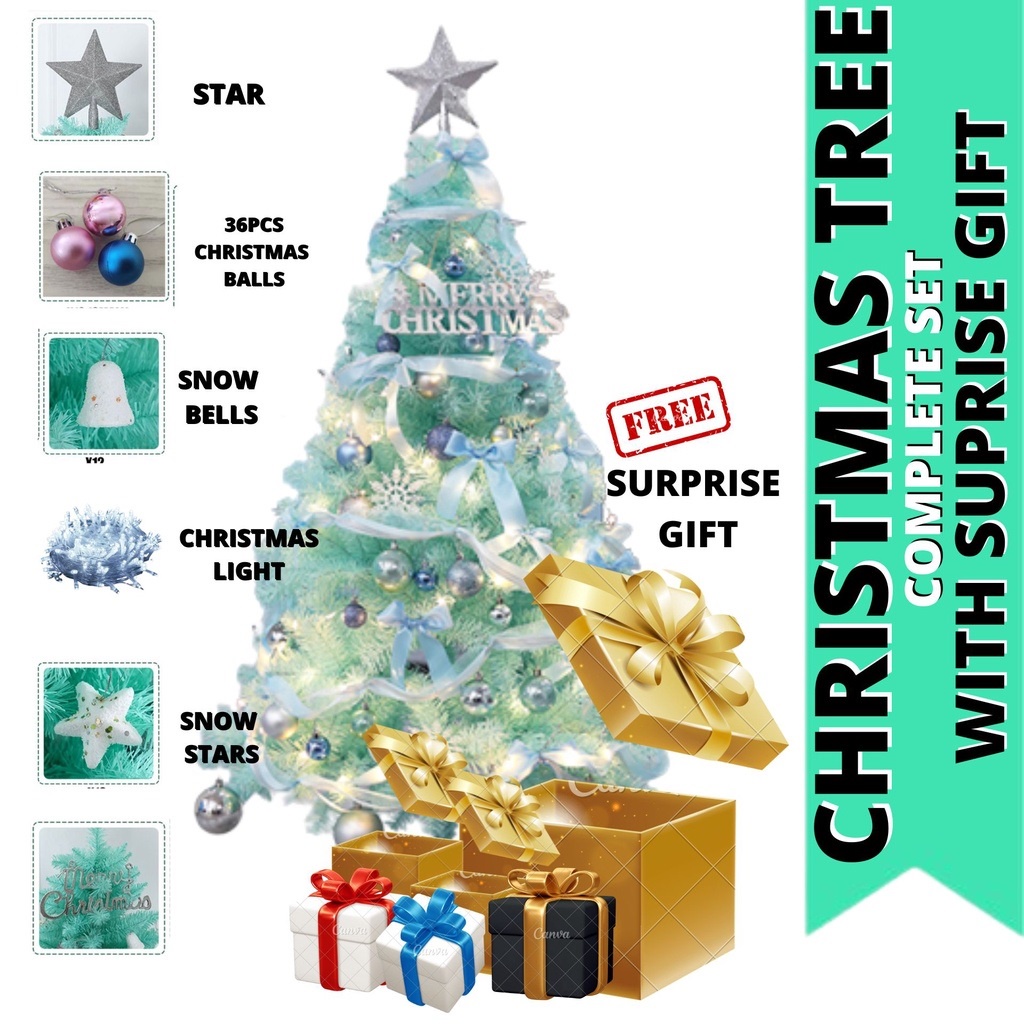 ORIGINAL CHRISTMAS TREE 150CM 5FT CHRISTMAS TREE COMPLETE SET WITH