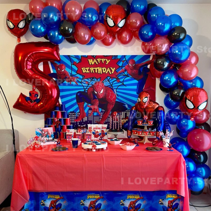 62pcs Set Marvel Spiderman Balloon Garland Arch 3D Spiderman Foil ...