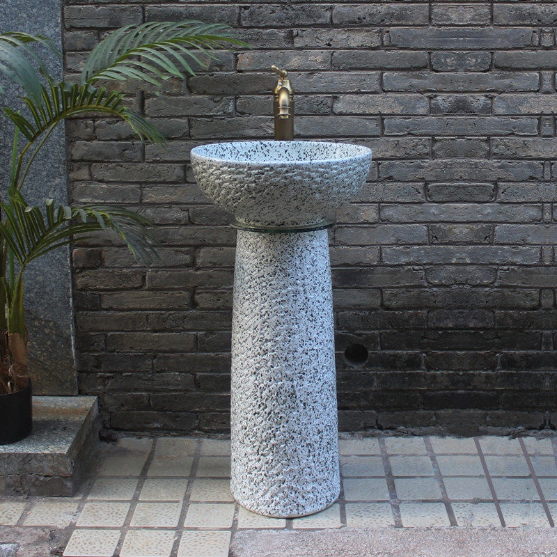 Outdoor Ceramic Pillar Basin Balcony Wash Basin Floor-Standing ...