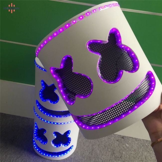 Vip Led Marshmello Dj Mask Full Head Helmet Cosplay Marshmallow Party