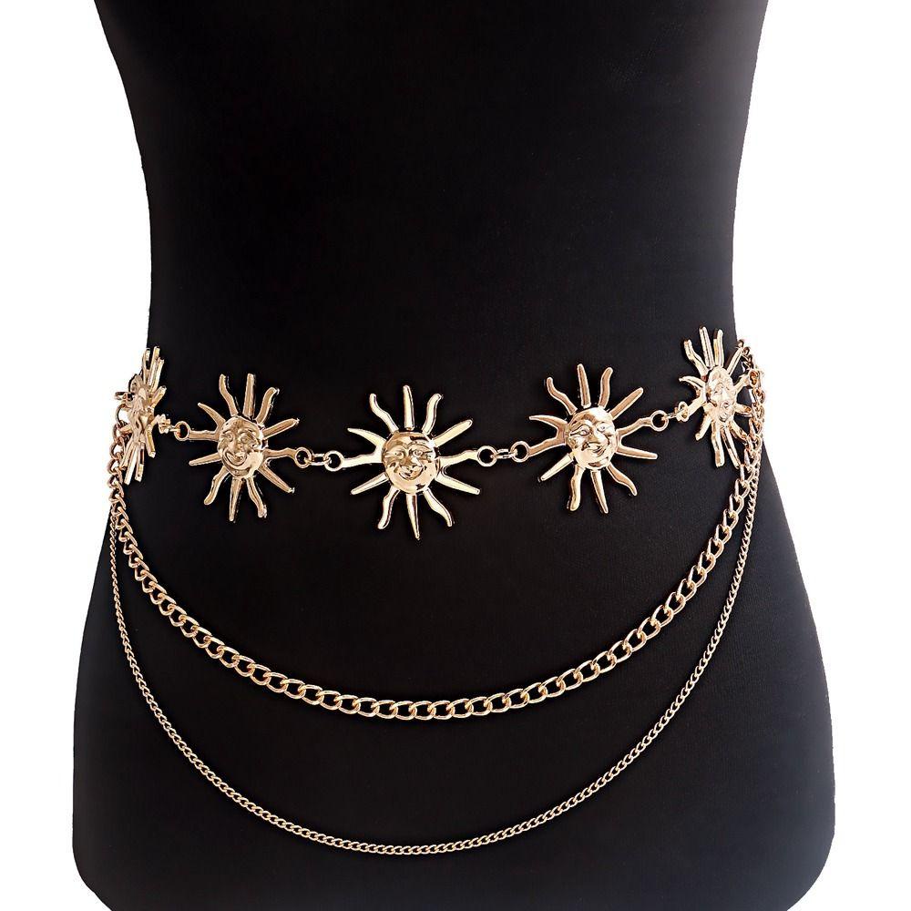 BLUEVELVET Body Chain Vintage Simple Star Sun Silver Gold Allmatch
