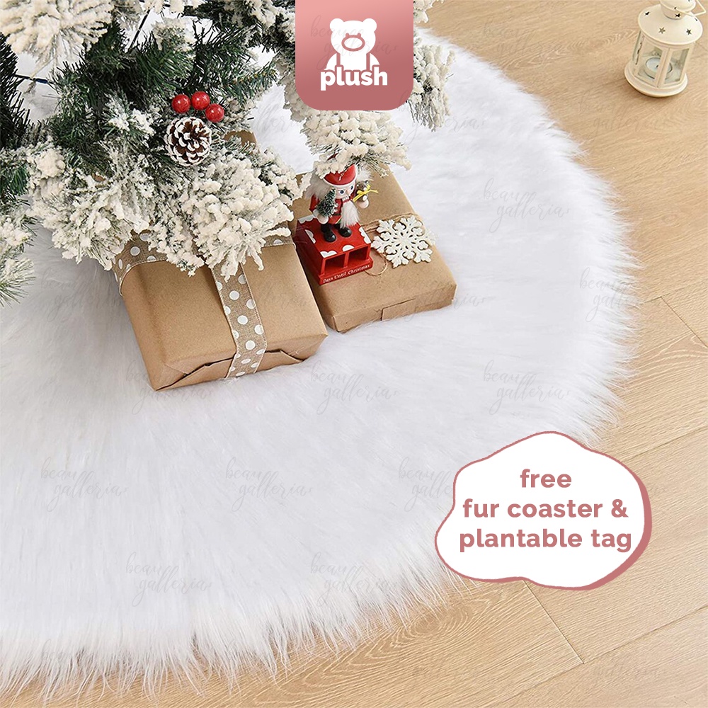 Premium Plush Faux Fur Christmas Xmas Tree Skirt Round Rug by Beau ...
