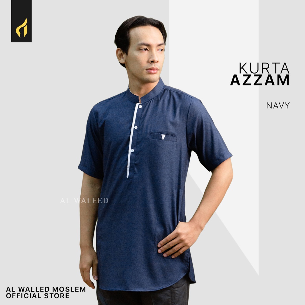 Al Waleed Moslem Qurta Azam short sleeve navy color | Shopee Philippines