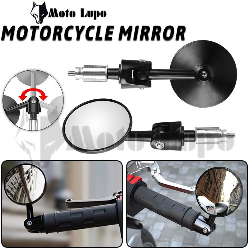 Motorcycle Universal Side Mirror Round Bar End Adjustable Direction ...