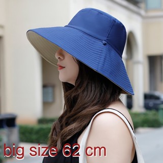 Big hat Head Man Large Size Sun Hat Women Beach Fisherman Hat Pure Cotton  Panama Cap Plus Size Bucket Hats 61-65cm