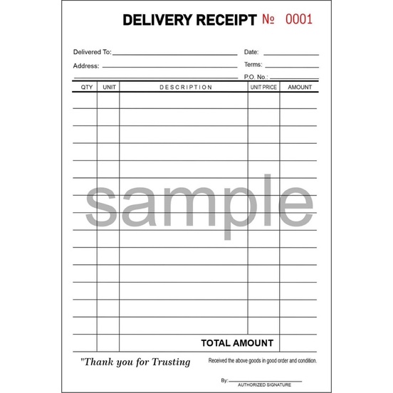 GENERIC Official Receipt Sales Invoice Delivery Receipt Acknowledgement 