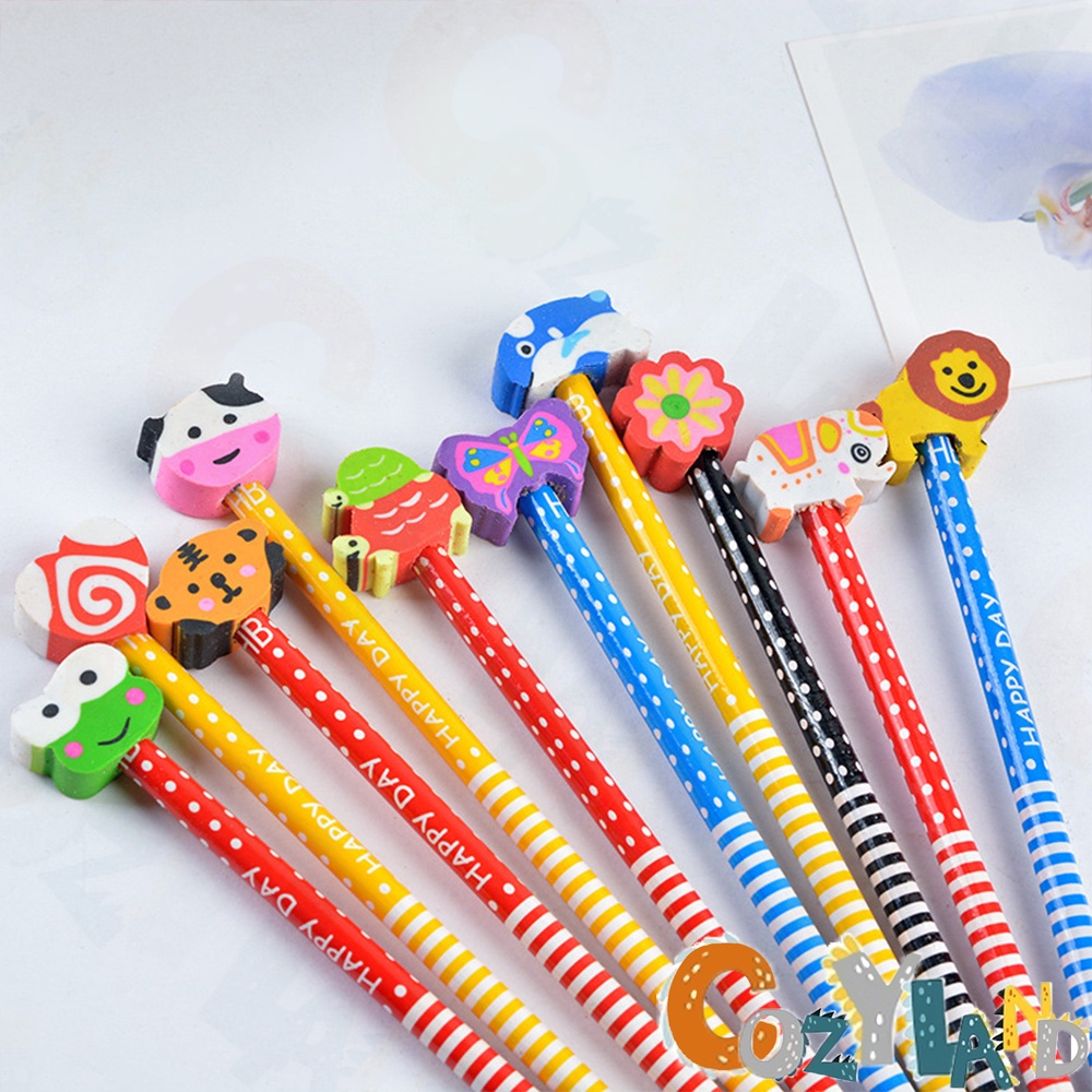 Cozyland pencil for kids school supplies cute pencil with eraser head ...