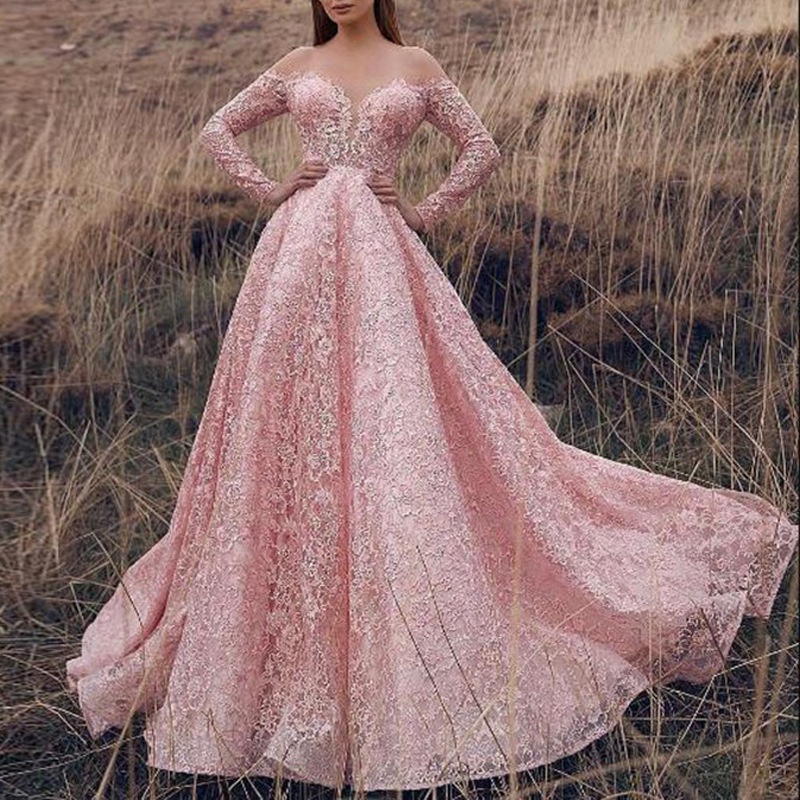 Long sleeve hot sale prom gown