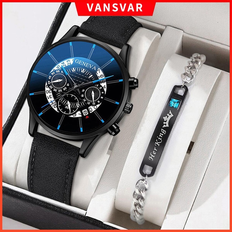 Geneva Men's Watches Casual Leather Band Male's Quartz Watch Shopee Philippines