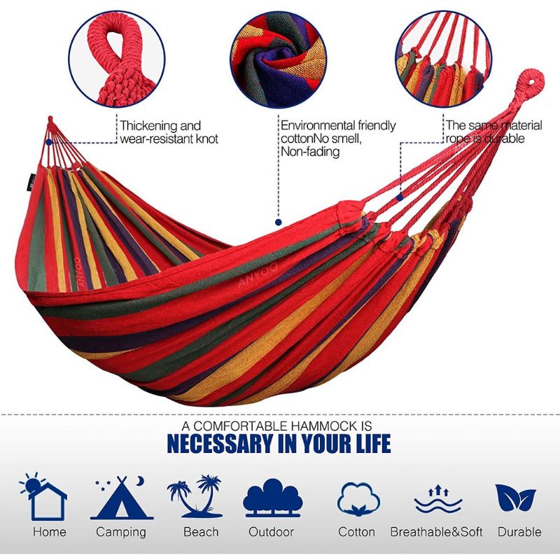 Camping Hammock (LARGE SIZE) Portable Outdoor Hammock Cotton Rope