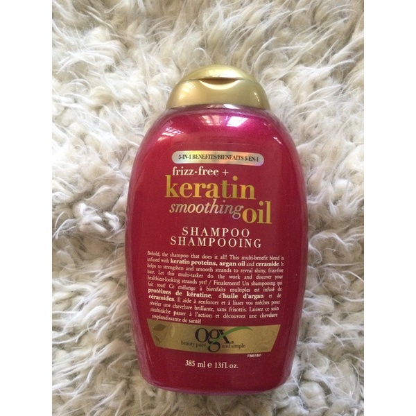 Original OGX Frizz Free + Keratin Smoothing Oil Shampoo 385ml Shopee