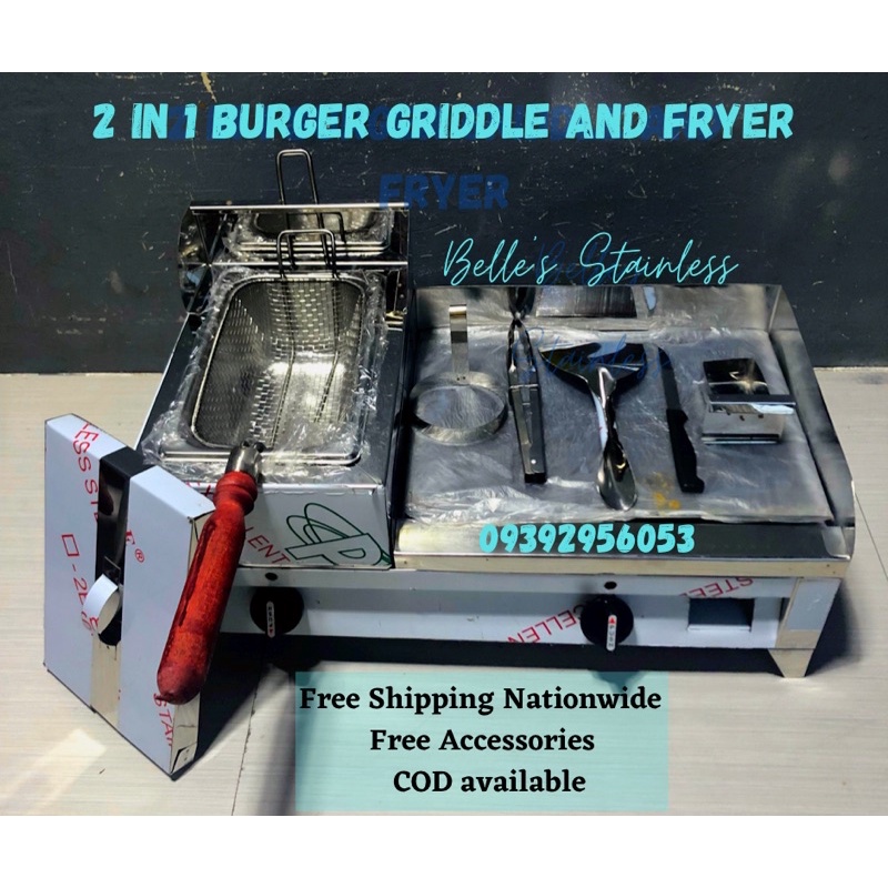 2in1 Burger Griddle with Deep Fryer (Gas Type) Pure Stainless Shopee