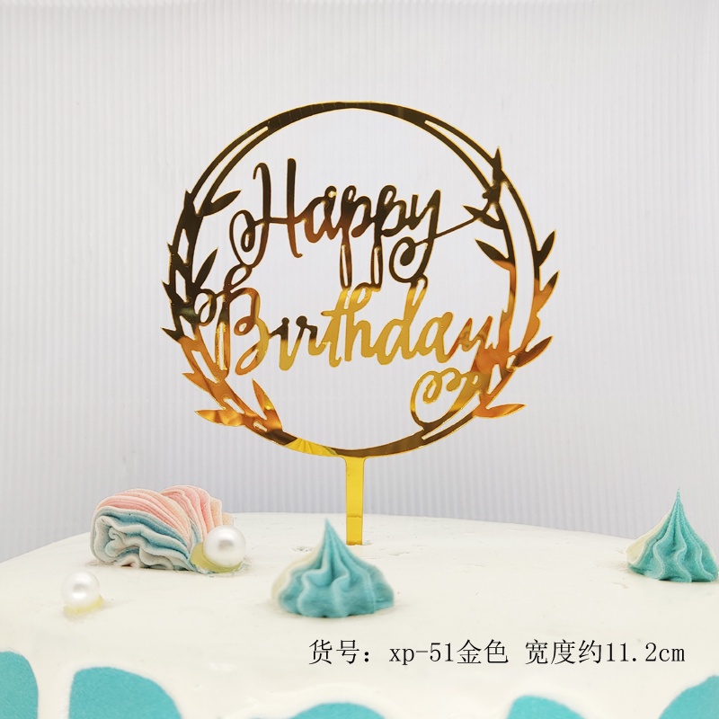 10pcs /lot Happy Birthday Cake Topper Rose Gold Heart Birthday Acrylic ...