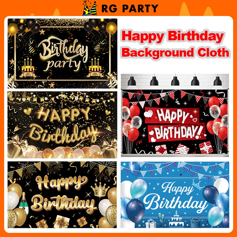 Black Gold Theme Birthday Background Cloth Birthday Party Banner ...