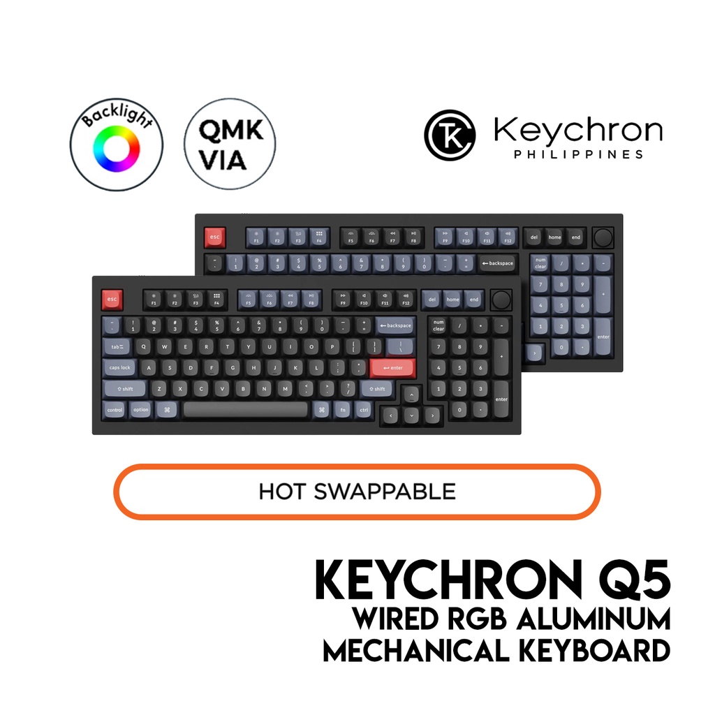 Keychron Q5 with Knob QMK Keyboard, Carbon Black, 96% layout , Wired ...