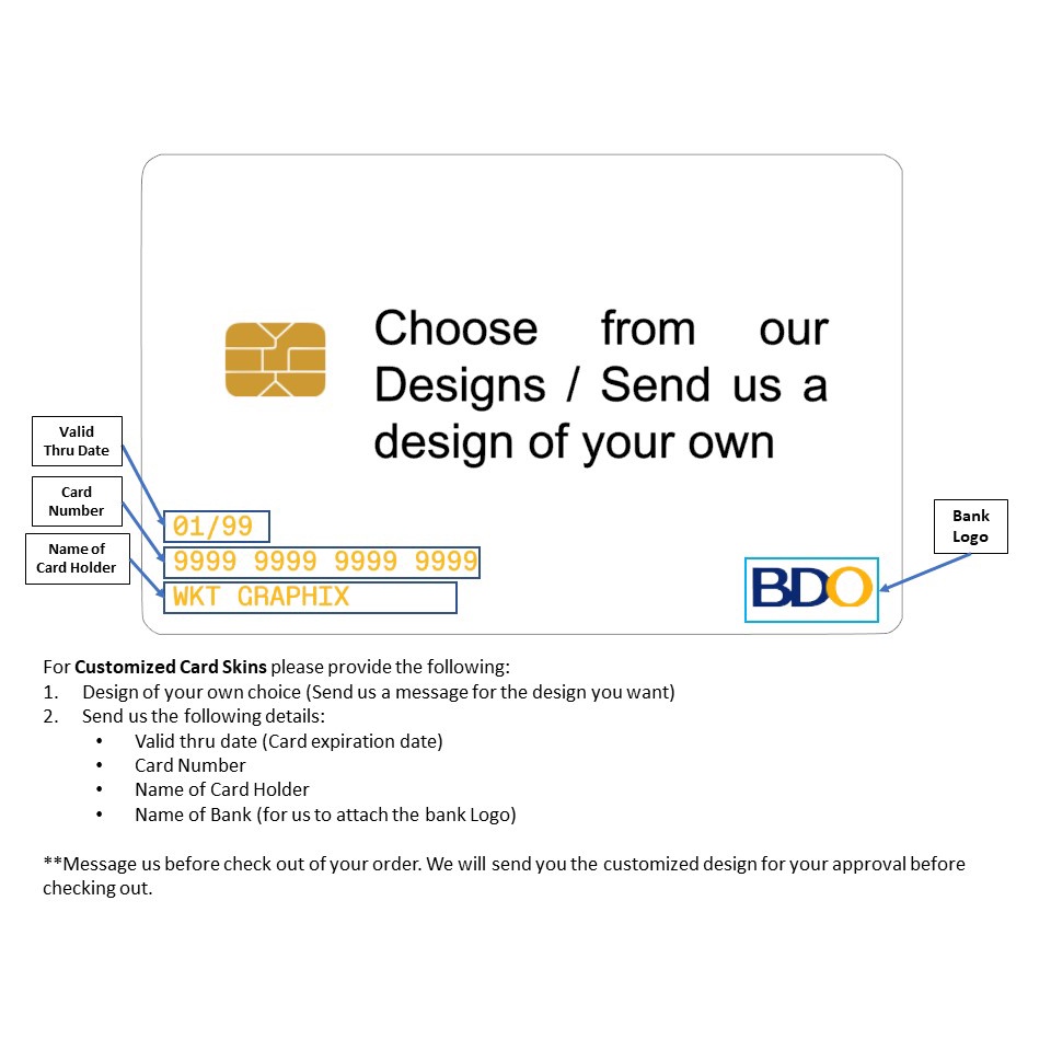 Customized Debit Card Skins (For BDO, BPI, GCASH Cards, and other Debit