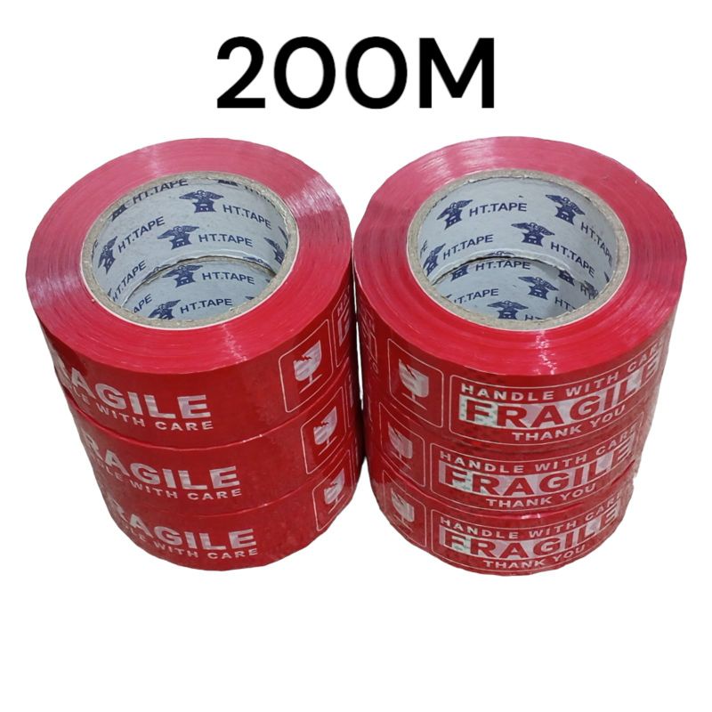 Red Fragile Tape 200Meters Rolling Sealing Packing Materials 200M ...